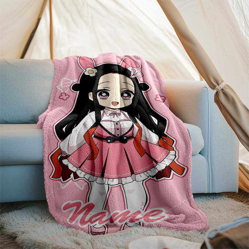 Personalized Custom Name Blanket - Demon Slayer character theme Print Design,Blanket for Sofa,Bed,Travel,Camping - Soft and Warm, Great Gift