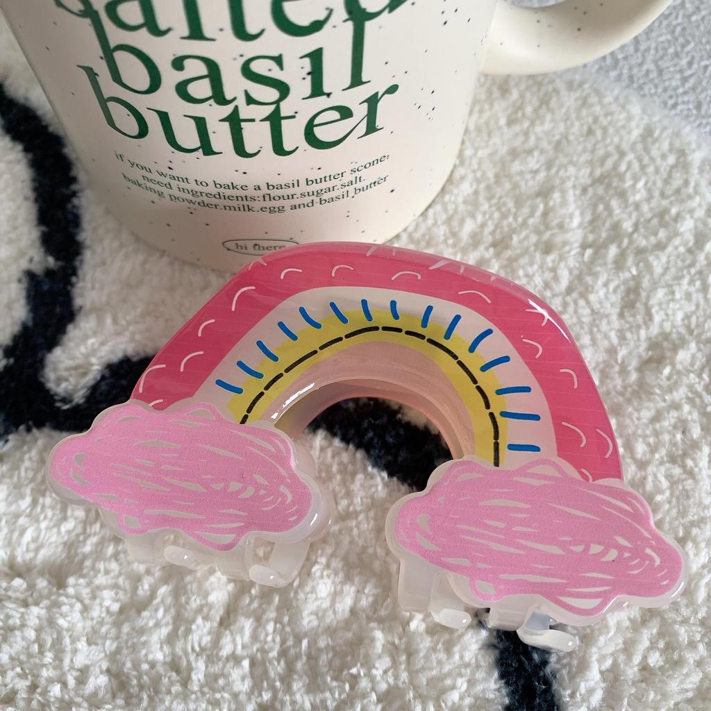 YHJ Милая радужная тучка акриловая заколка для волос - Женская заколка-акула с граффити для прически