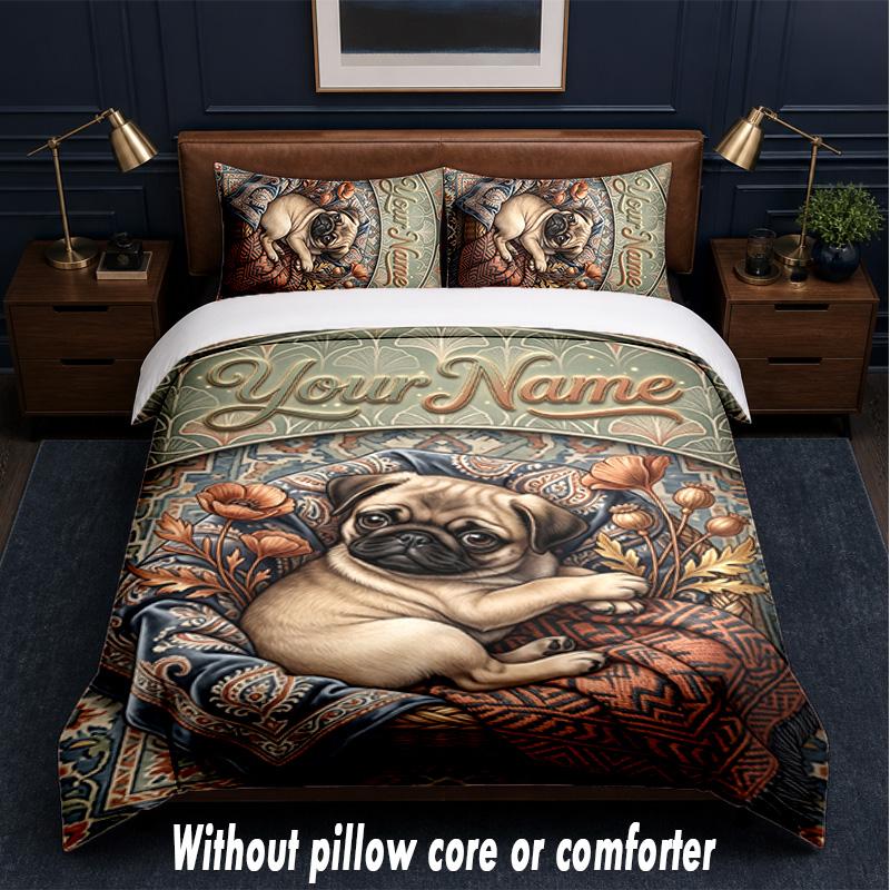 Art Deco Theme Custom Text Or Name 3Pcs Bedding Set,1 Flat Sheet & 2 Pillowcases Personalized Home Bedding