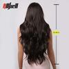 Темно-каштановые волосы Синтетический парик Длинные волнистые парики для чернокожих женщин Афро Средняя часть Термостойкое волокно Ежедневное использование Косплей Вечеринка