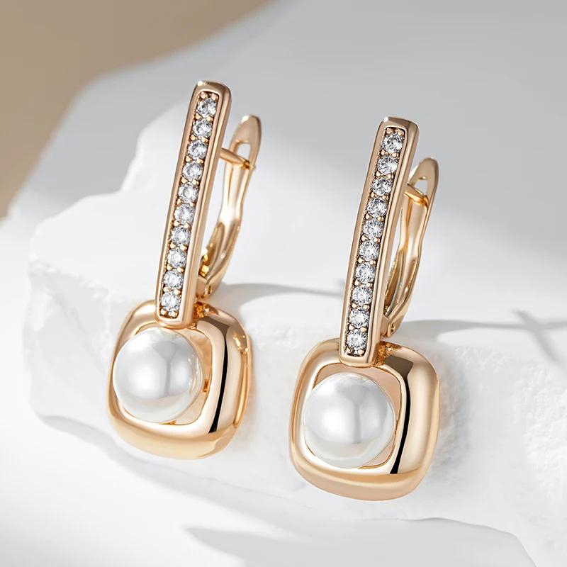 Квадратные полые серьги с искусственным жемчугом и цирконием, серьги с английским замком, цвета золота, модные женские украшения, элегантные аксессуары