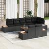 VidaXL Garden Sofa Set with Cushion 9 Pcs Black Poly Rattan, Garden and Terrace, Modern Outdoor Lounge, 3348114