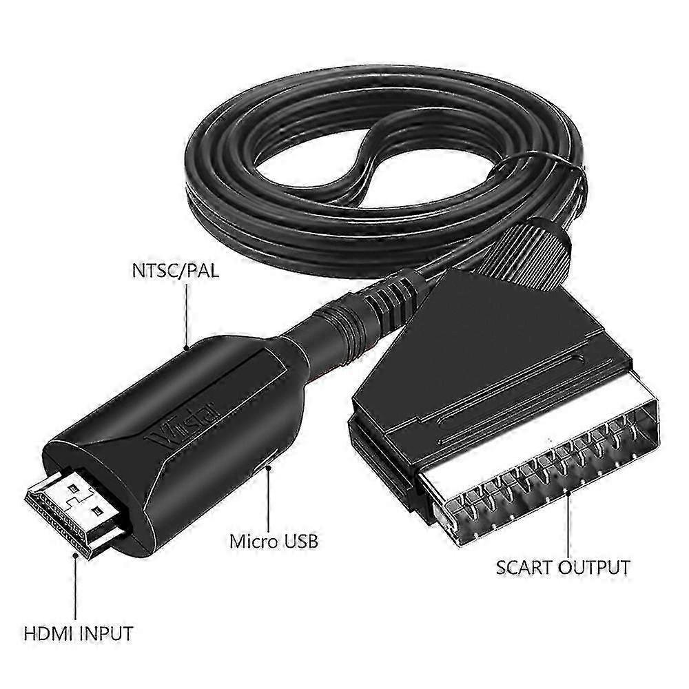 1-Meter Long HDMI to SCART Cable for Direct Connection - Easy Conversion - Shytmv