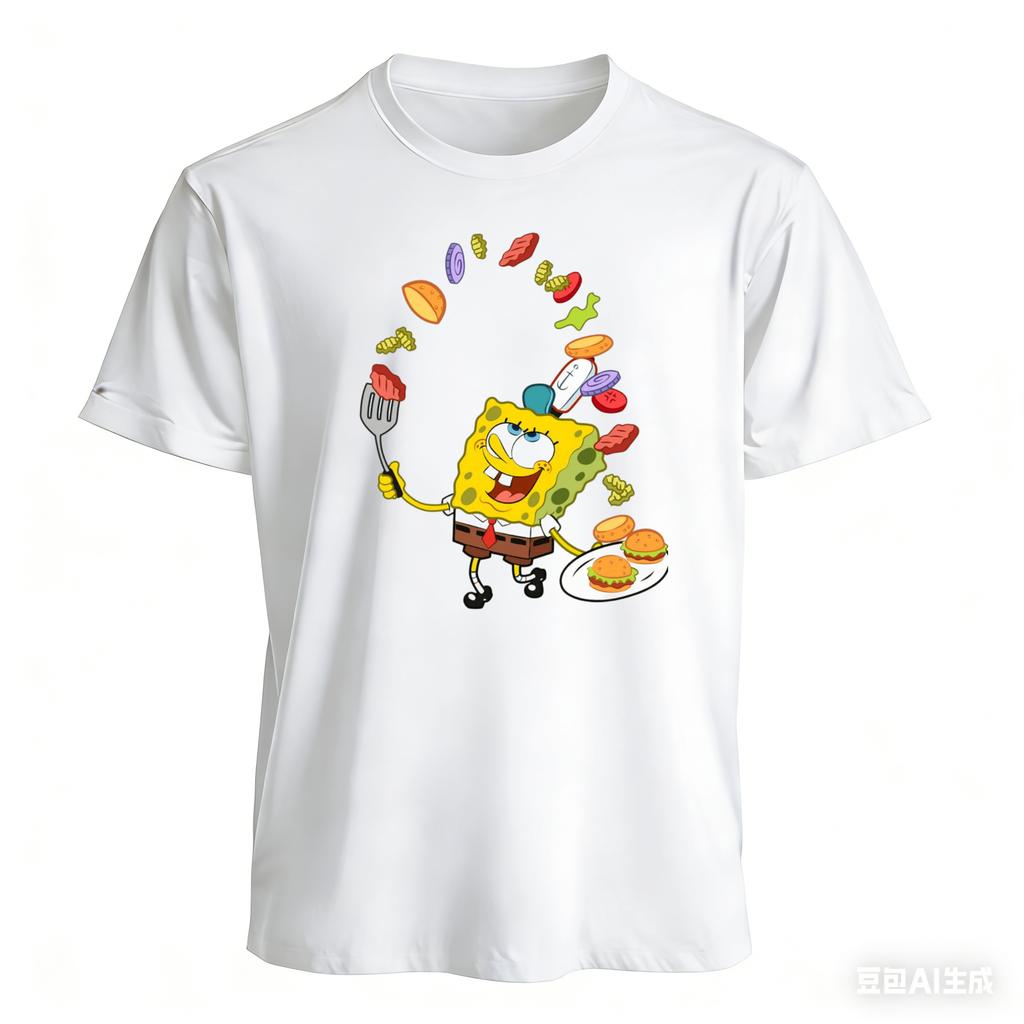 Summer New Cartoon Fun Spongebob Squarepants Unisex And Unisexs Pure Cotton Short Sleeved Tshirt For Adultschildren
