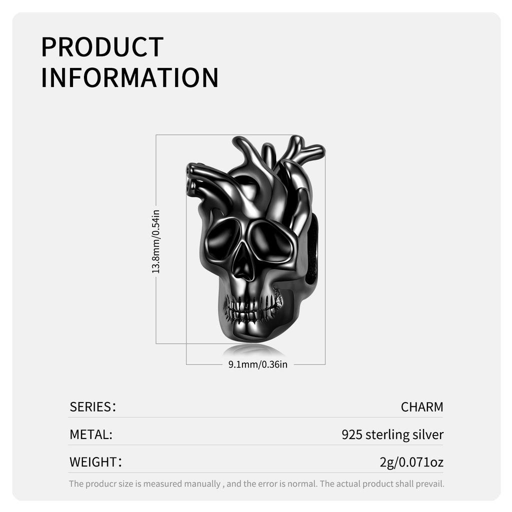 Стерлингового серебра 925 пробы Череп бабочки Черное золото Призрак с привидениями Шарм для оригинальных люксовых брендовых женских ювелирных изделий DIY
