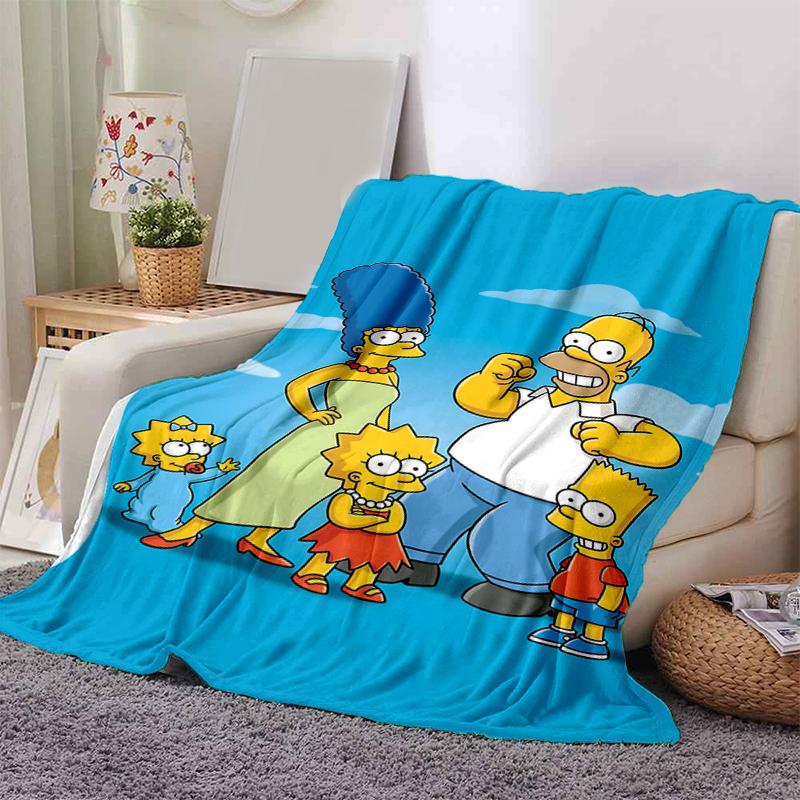 1Pc Simpson Family Portrait Blanket Soft And Comfortable Casual Warm Camping Travel Christmas Halloween Gift M921831