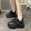 Модные кроссовки на массивном каблуке, женская спортивная обувь на платформе со шнуровкой, женские кожаные кроссовки на высоком каблуке 7 см с толстой подошвой