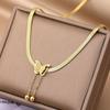 Stainless Steel Butterfly Pendant Neck Necklace for Girls Women Charm Snake Chains Choker Waterproof Zircon Valentine Day Gift