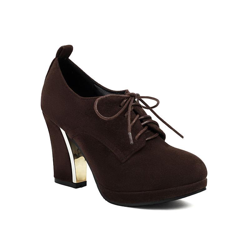 Женские туфли на высоком каблуке, одиночные туфли, весенне-осенняя водонепроницаемая платформа, толстый каблук, шнуровка, большой размер, всесезонная обувь.