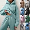 Женские элегантные однотонные комплекты для женщин, теплые толстовки с капюшоном и длинные брюки, модные комплекты из двух предметов, женские толстовки на шнуровке, костюмы