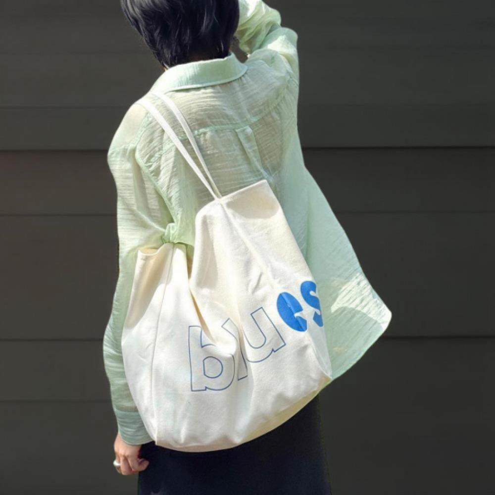 New Arrivals Open Run Women Big Size Canvas Shopper Bag Lettering Design Casual