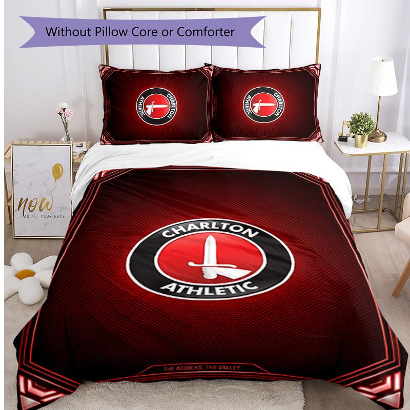 Charlton Athletic FC Printed 3PCS Bedding Set Breathable Duvet Cover with Pillowcases Decorative Bed Linen for Bedroom Home