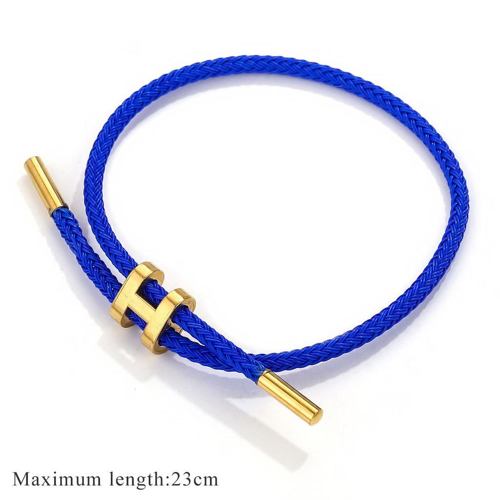 Регулируемый браслет из красной веревки с позолоченной пряжкой I-образной формы 18 карат и титановой сталью с покрытием из твердого золота 3D