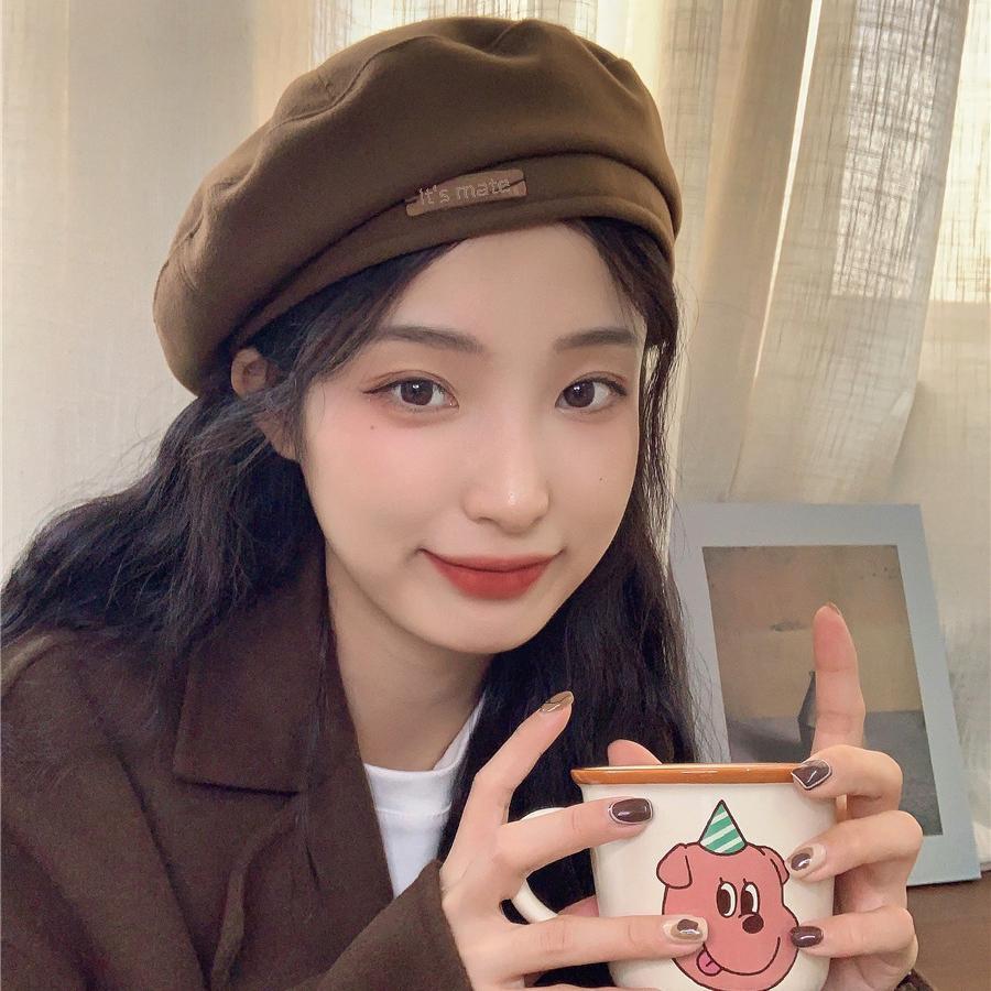 Modern Woolen Beret Hat For Women Winter Large Head English Painter Cap