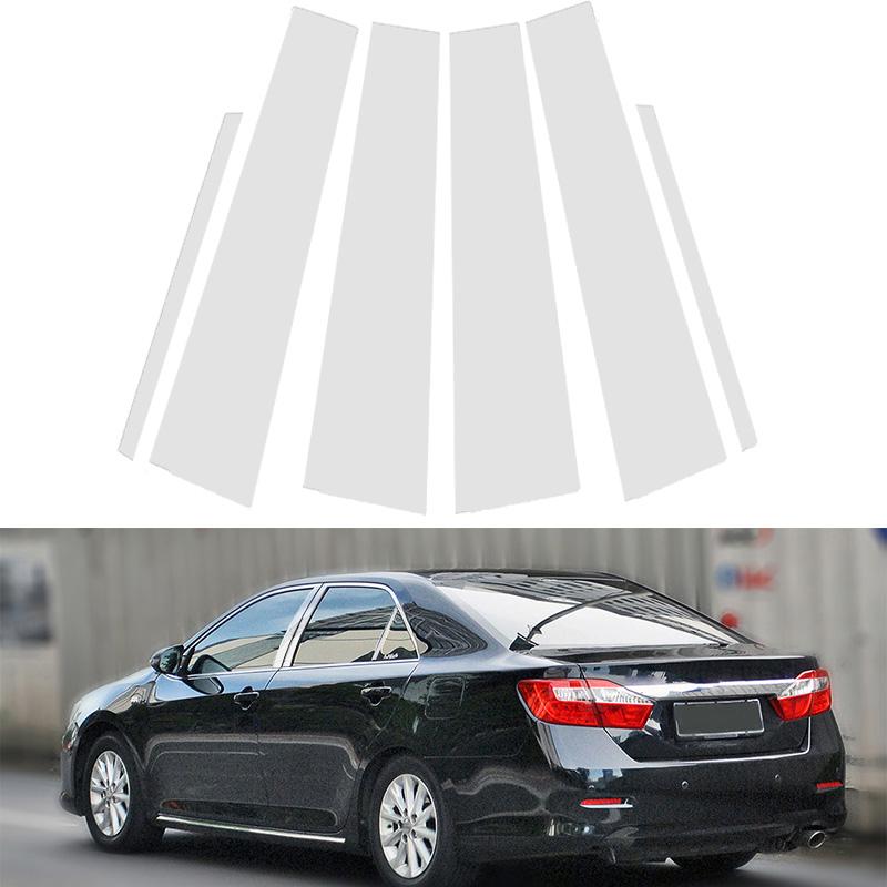 6Pcs Silvery Car Door Window Pillar Posts Trim Cover Sticker For Toyota Camry 2012 2013 2014 2015 2016 2017 BC Column Parts