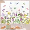 Flowers Butterfly Window Sticker Double Sided Printed Electrostatic Beautiful Spring Coming Style Bedroom Glass Decal Home Decor