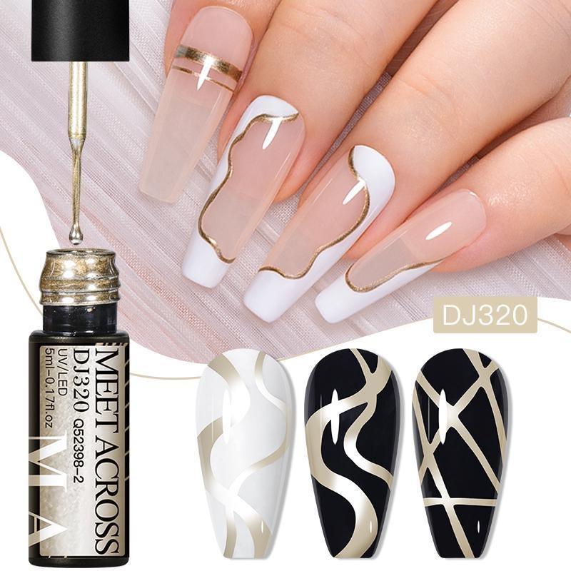 5 мл гель-лак для ногтей с серебристым металлическим эффектом, французская многофункциональная краска для ногтей с цветочным рисунком, УФ-гель-лак для рисования