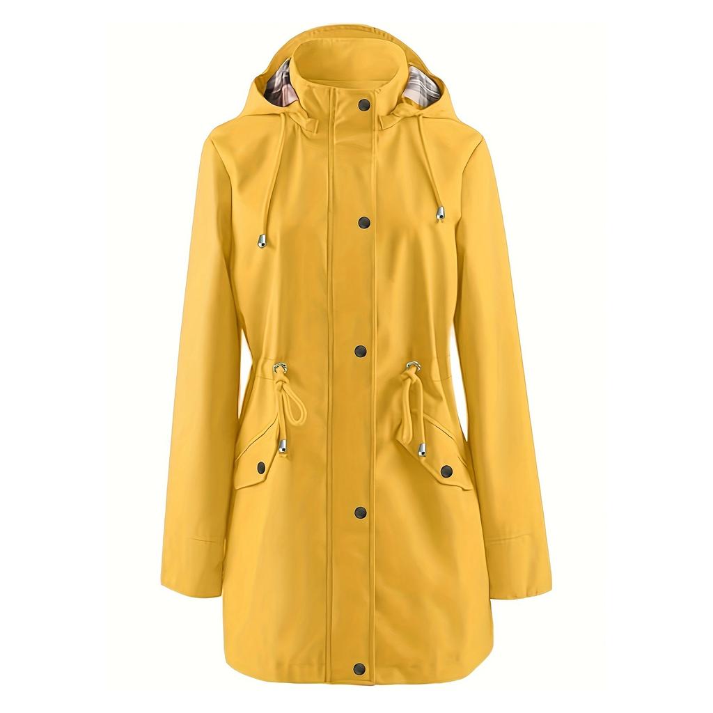 Женский модный однотонный костюм для активного отдыха с капюшоном и карманами, с длинными рукавами, водонепроницаемая куртка