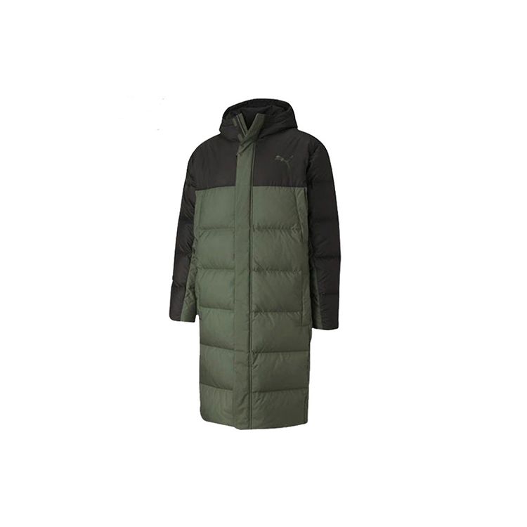 Puma Long Oversized Down Jacket With Logo Print And Hood Men Outerwear Dark-Green 585403-64