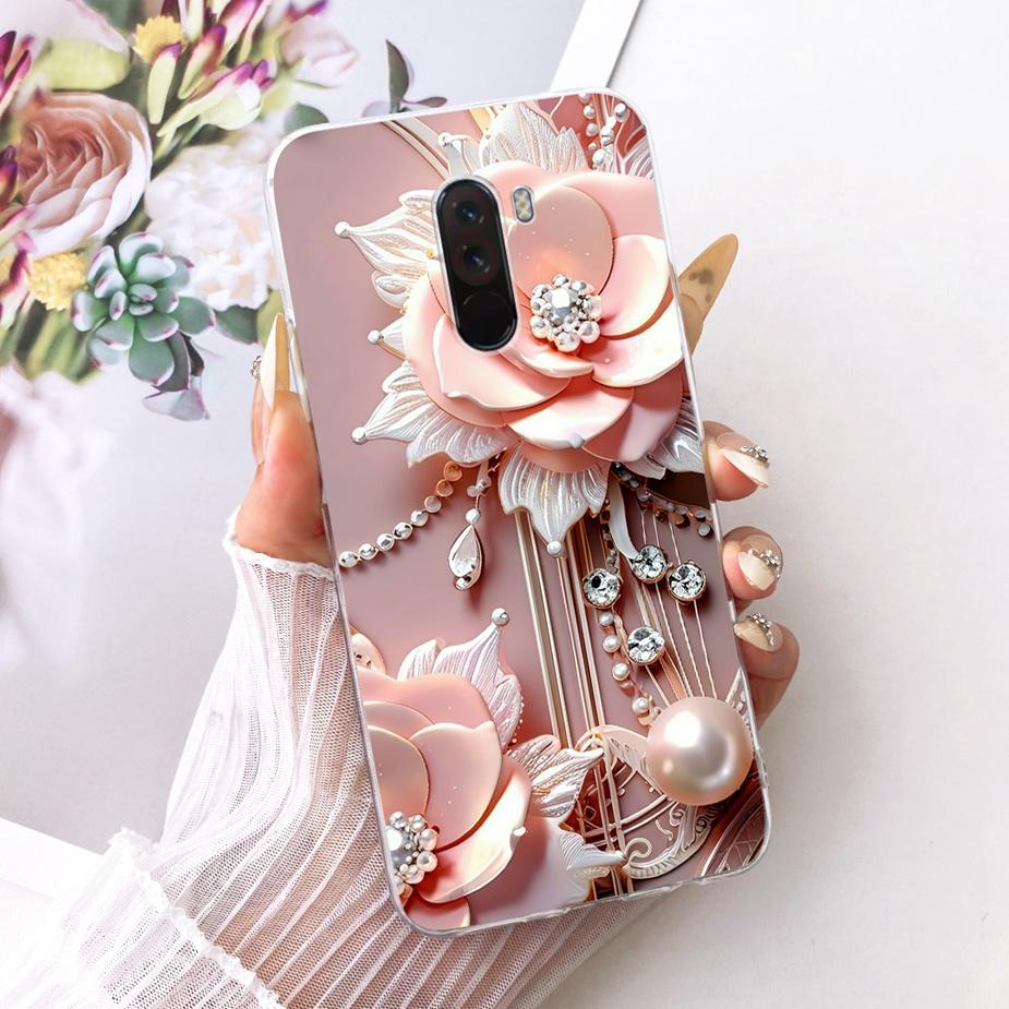 For Xiaomi Pocophone F1 Case Luxury Bow Flowers Painted Cover 6.18'' Soft TPU Phone Case For Xiaomi Poco F1 PocoF1 Fundas Bumper