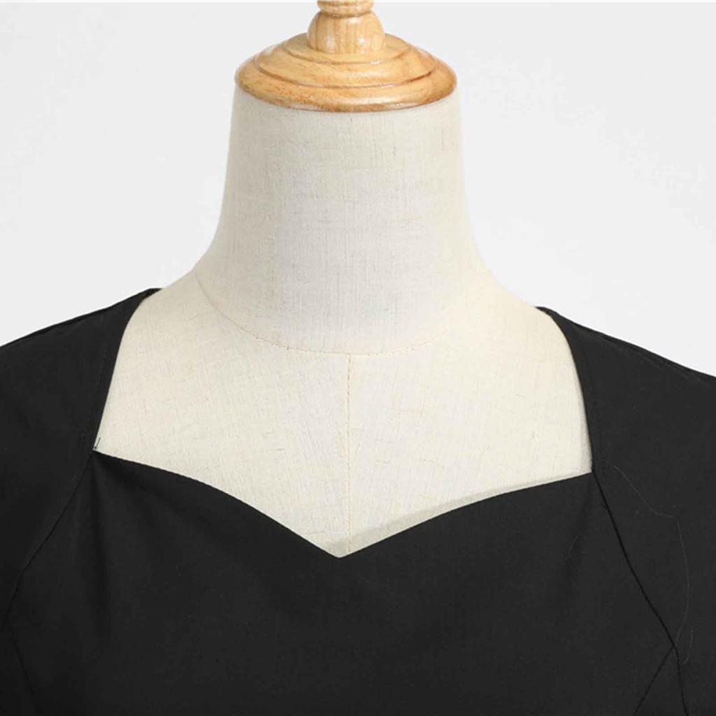 Women's Fashion Casual Slim Fit Solid Colour Vintage Dress With Belt With Large Hem