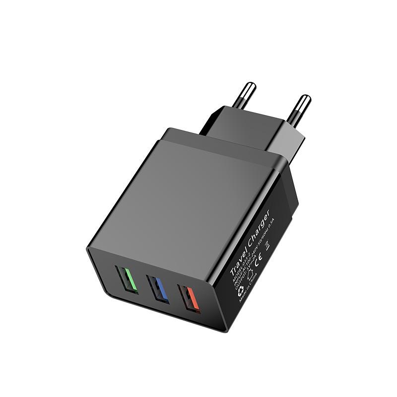 5V2A Mobile Phone Fast Charging Head, European, American and British 3USB Multi-port Charging Head Travel Charger