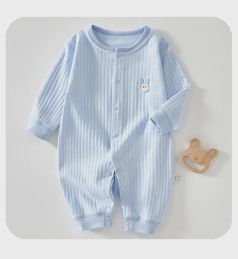 Пижама-комбинезон из хлопка с длинными рукавами для новорожденных на весну, лето и осень