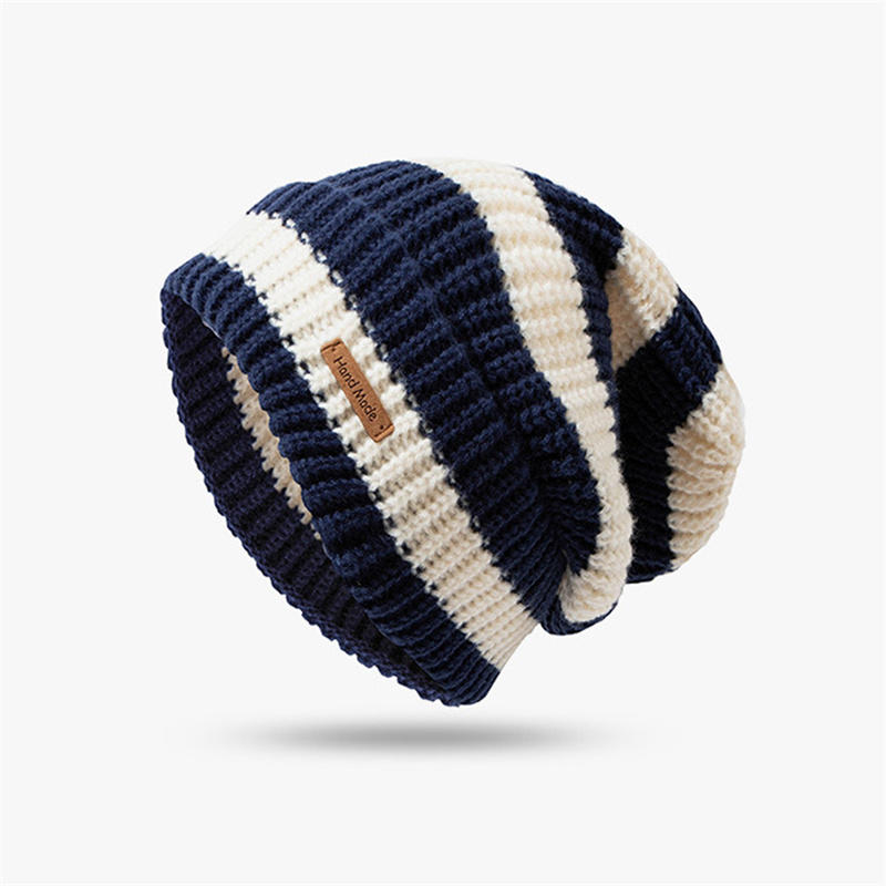 Модная женская и мужская полосатая шапка-бини для улицы, для холодной погоды, зима, теплая шапка-чепец