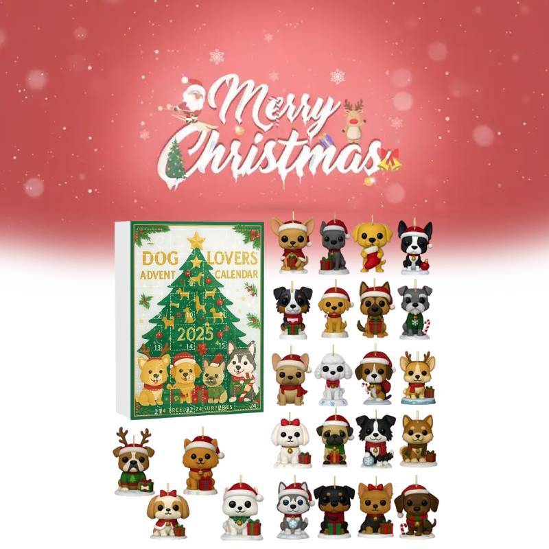 Dog Series Advent Calendar With Acrylic Festive Decor For Christmas Party Gifts