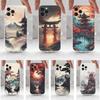Художественный стиль Японский Телефон Для iPhone 14,13,12,11,17,16,15,Pro,X,XS,XR,SE,Max,Plus,Mini Прозрачный Мягкий Чехол