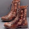 Independent Website Foreign Trade, European and American Retro Printed Embroidered Boots