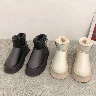 Женские зимние сапоги на толстой подошве, супермягкие, из вельвета-маффин, утолщенные, водонепроницаемые и нескользящие, с интегрированным мехом, новая модель 2025, короткие сапоги-хлебушки