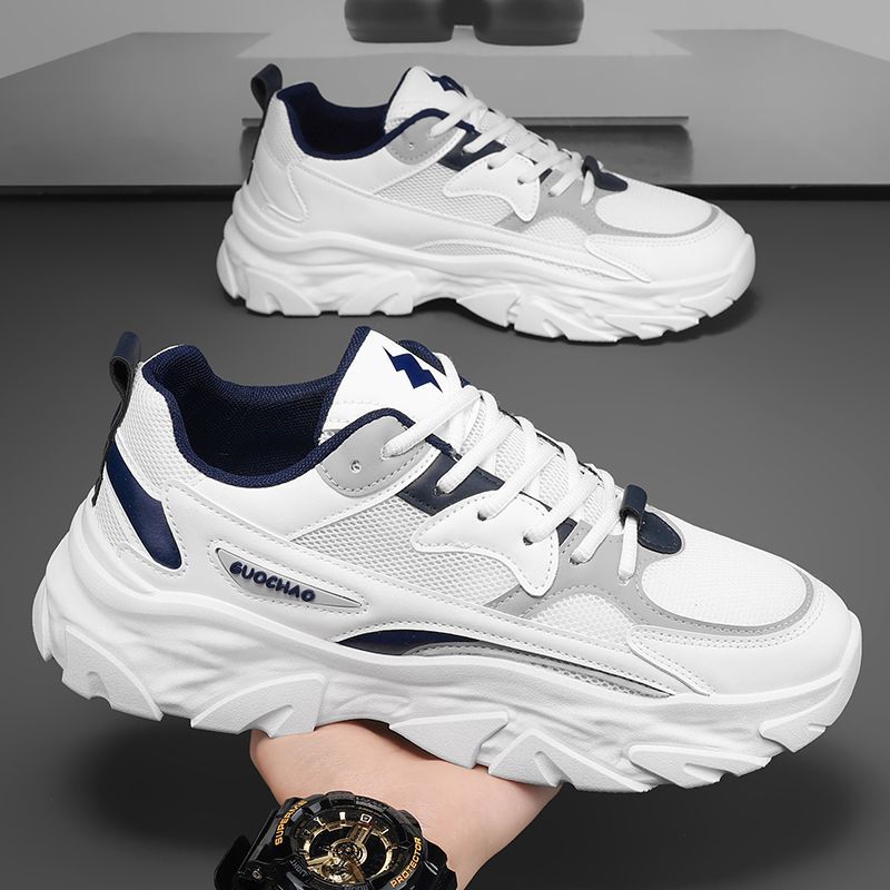 Весенняя мужская обувь, новые дышащие сетчатые туфли, мужские кроссовки в корейском стиле, универсальные, на толстой подошве, повседневная обувь для папы, мужские