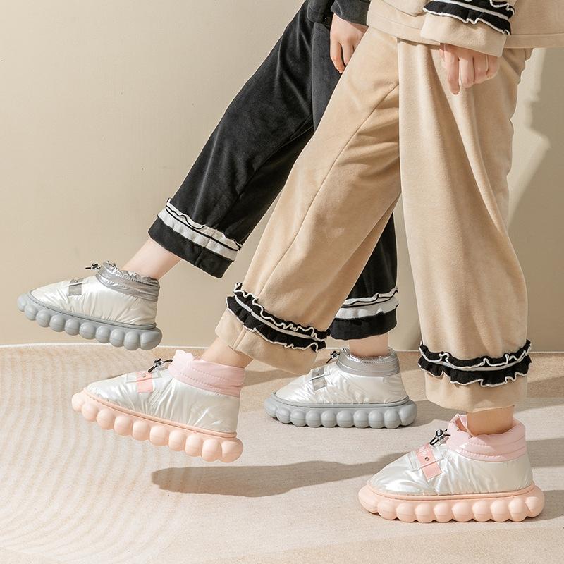 Mo Dou Водонепроницаемые хлопковые туфли на каблуке-вамп для женщин и мужчин Мягкие домашние ботинки Модельерские уличные зимние ботинки унисекс