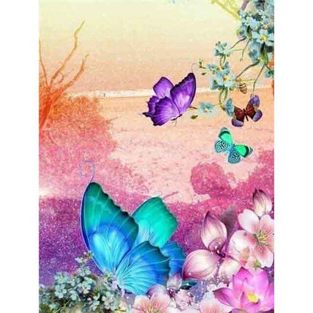 DIY 5D Diamond Painting Butterfly Full Round Drill Diamond Embroidery Flowers Cross Stitch
