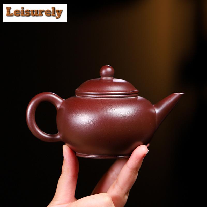 240 мл чайники ручной работы из фиолетовой глины Исин, горизонтальный чайник ручной работы из сырой руды, баклажановый глиняный чайник, чайный набор «Цзыша», принадлежности для питья