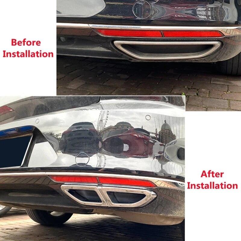 2Pcs/Set Car Rear Exhaust Pipe Tail Throat Exhaust Diffuser Frame Fit For VW Volkswagen Passat B8 2016- Auto Accessories