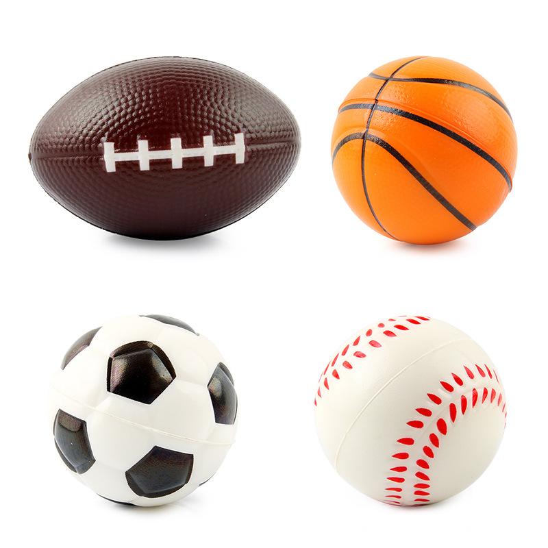 Novel Stress Relief Toys Filled Cotton Grip Ball Rugby Basketball Soccer Decompression Vent Foam Ball