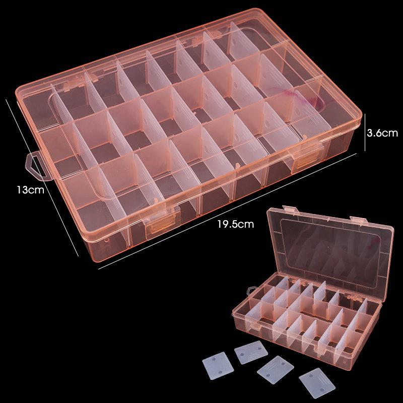 19.5x13x3.5CM Прямоугольный Регулируемый Контейнер-Коробка для Украшений Кейс Отсек Пластиковый Ящик для Хранения для Бусин Серьги 24 Отсека 1 ШТ