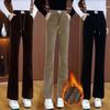 Women Autumn Winter Thick Warm Bell-bottoms Female Elastic High Waist Slim Trousers Ladies Solid Color Long Pants
