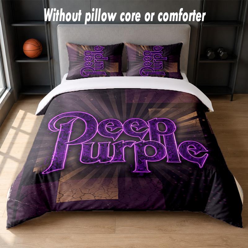 Deep Purple Design Bed Bedding Set 1 Duvet Cover + 2 Pillowcases Soft Breathable Household Bed Linens