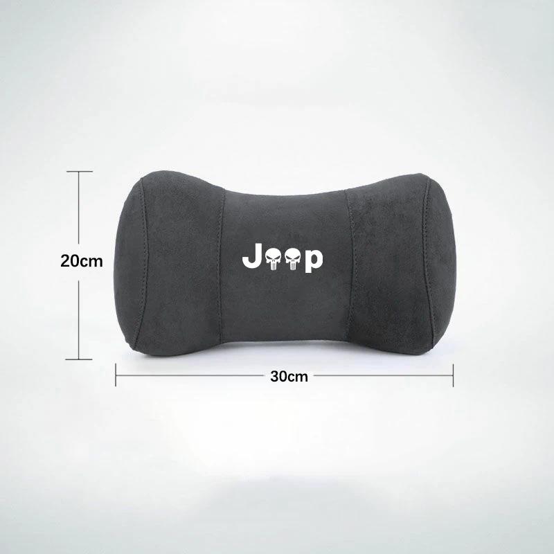 For Jeep Suede Car Neck Pillow Auto Seat Headrest Pillow Accessories For Jeep Renegade Wagoneer Avenger Recon Wrangler JK Gla