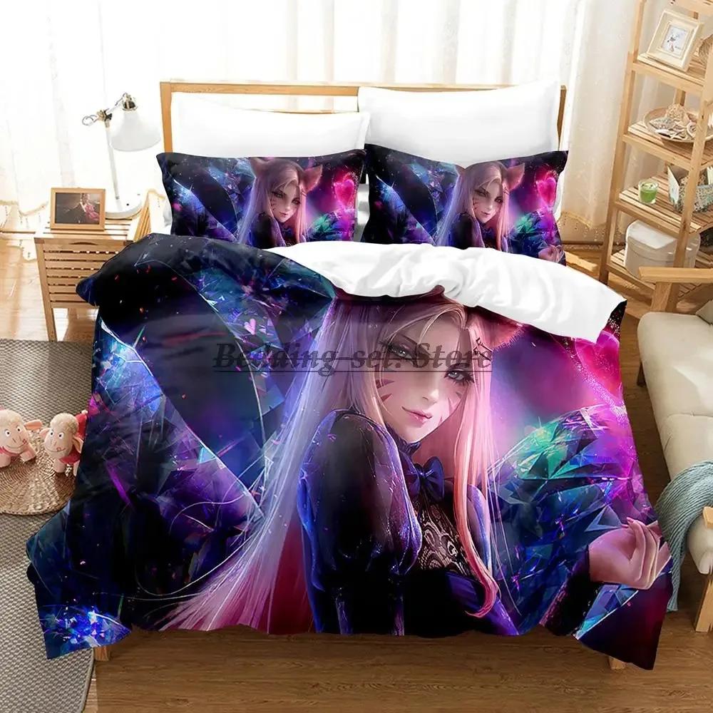 Kda The Baddest Bedding Set Single Twin Full Queen King Size Bed Set Aldult Kid Bedroom Duvetcover Sets Anime Bed Sheet Set