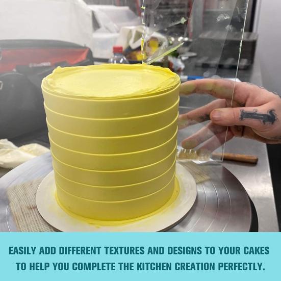 Yousheng 6 шт. большой акриловый набор скребков для торта, скребок для сглаживания тортов, прозрачный декоративный контурный полосатый гребень для торта, кухонный инструмент для выпечки