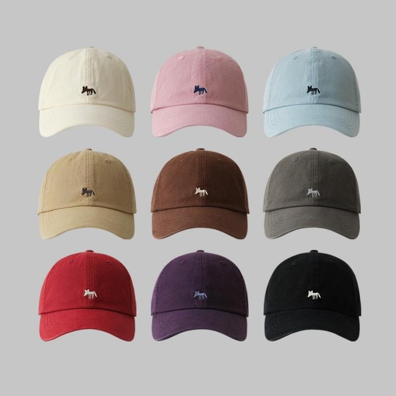 Little Fox Embroidered Baseball Cap Men's and Women's Spring and Summer Couples Sunscreen Sun Hat Soft Top Big Head Circumference Peaked Cap