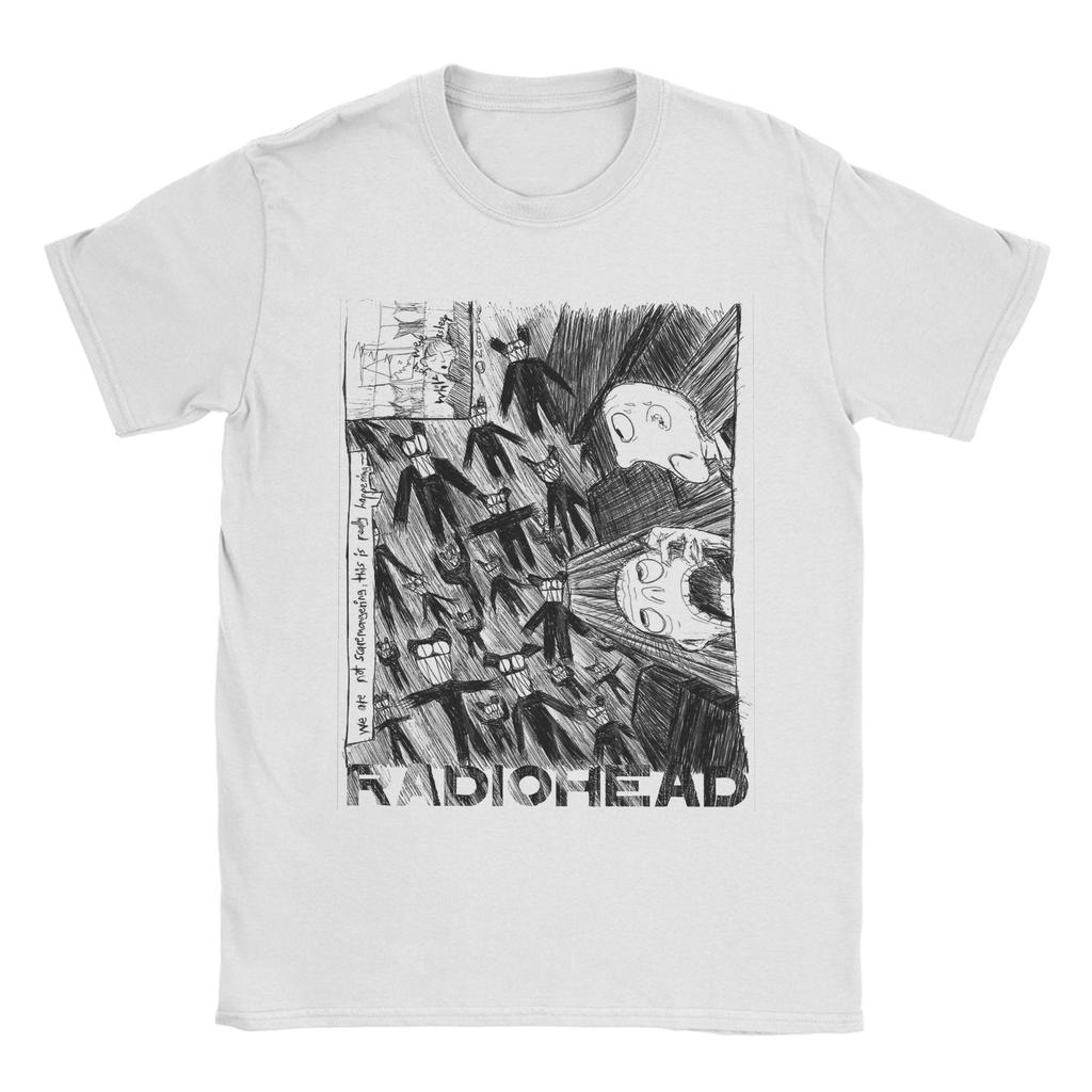 Fun Radiohead TShirts for Unisex O Neck Cotton T Shirts Short Sleeve Tees Printed Tops