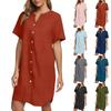 Женское повседневное модное сексуальное короткое однотонное платье-ночная рубашка с коротким рукавом