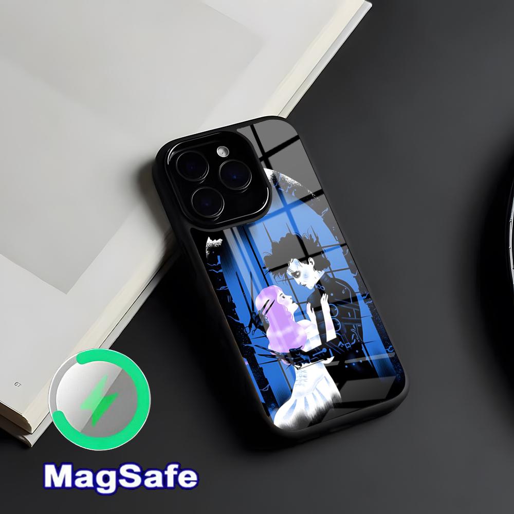 Retro Edward Scissorhands Phone Case Magnetic Glass Case For IPhone 17 Pro Max 16 15 14 13 11 Pro Max Plus Phone Case