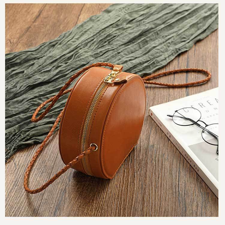 Johnature Простая маленькая круглая сумка из натуральной кожи, женские сумки из натуральной яловой кожи на плечо и через плечо