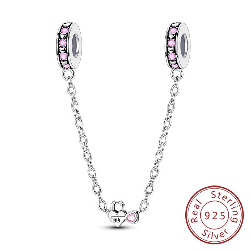 New Original Safety Chain Clasp Clip Charm Bead Copper Heart Bow Star Moon Fit Bracelet Diy Woman Girl Jewelry Gift